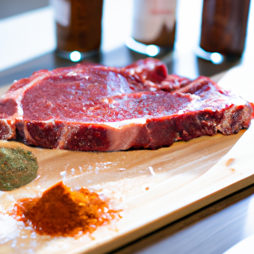 Seasoning and preparing a steak for cooking