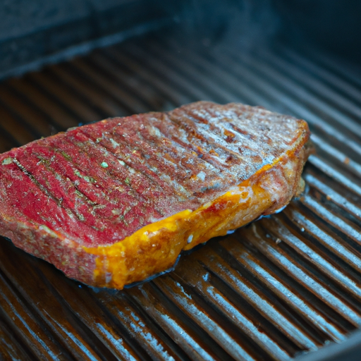 A sizzling steak on a modern grill, showcasing the evolution of steak preparation